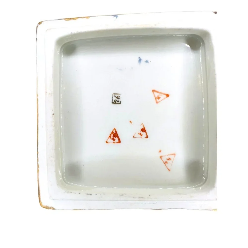Qianlong Antique Enameled Porcelain Trinket Box Hand Painted Flower Scene RARE - Picture 6 of 9